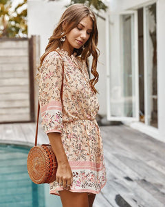 Women's Floral Summer New Fashion V-neck Casual Jumpsuit