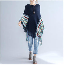 Load image into Gallery viewer, Women Patchwork Long Sleeve Tassels Shawl Sweaters