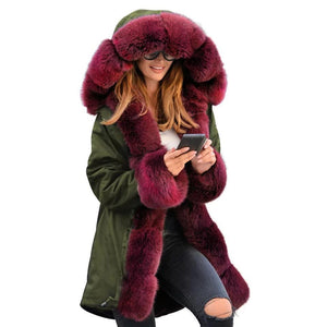 Warm Fur Collar Hoodie Jacket Windbreaker Coat Outwear