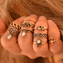 Load image into Gallery viewer, 10 pcs BOHO ring set statement style bohemia party