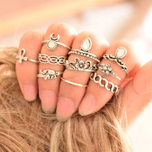 Load image into Gallery viewer, 10 pcs BOHO ring set statement style bohemia party