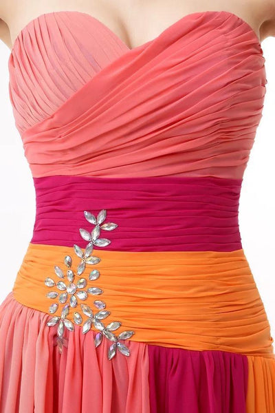 Colorful Strapless Floor Maxi Dress