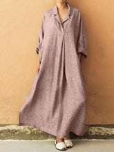 Load image into Gallery viewer, Plus Size Three Colors Ramie Cotton Lapel Linen Loose Long Dress