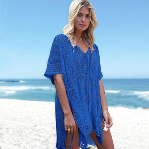 Bikini hollow beach blouse knitted sun protection clothing wholesale