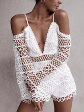 Load image into Gallery viewer, White Sexy Hollow V-neck Strap Lace Vacation Style Romantic Romper