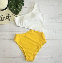 Load image into Gallery viewer, Colorblock Stitching Sexy Strapless One Piece Swimsuit