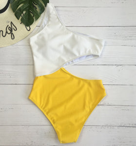 Colorblock Stitching Sexy Strapless One Piece Swimsuit