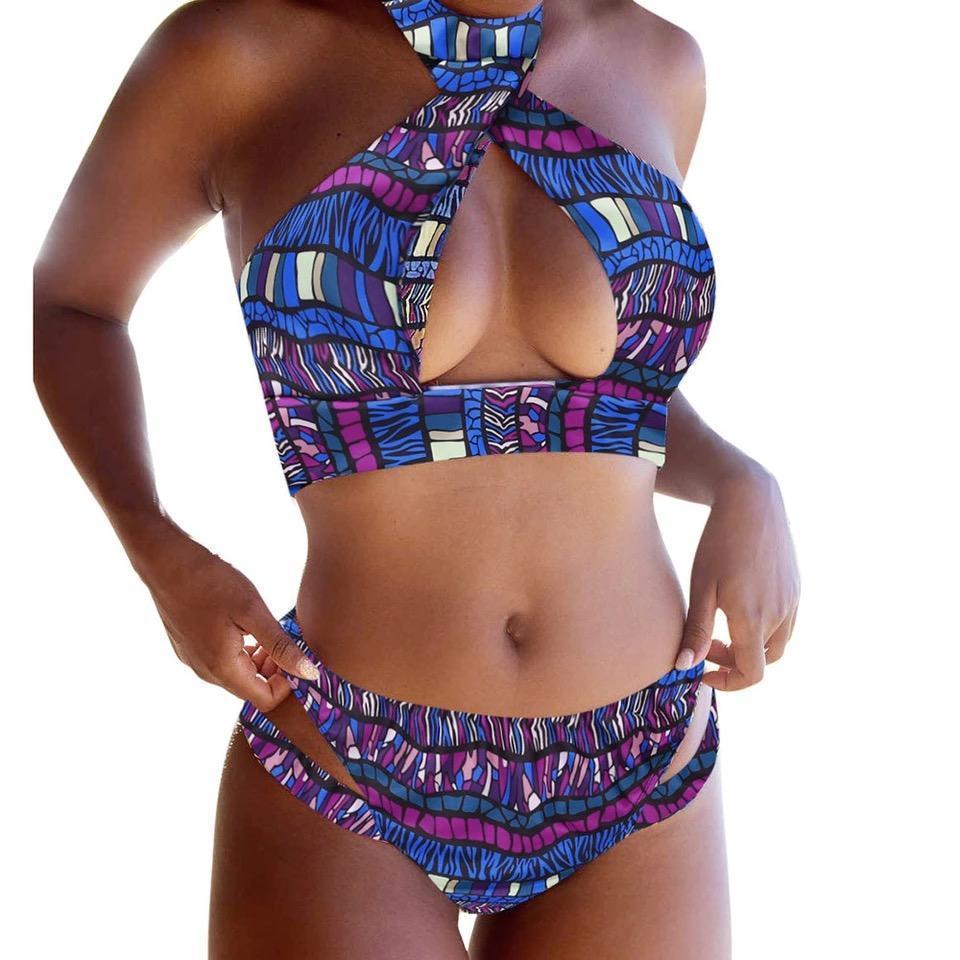 2 Colors SEXY VINTAGE TWO PIECE Bikini Print Swimsuit
