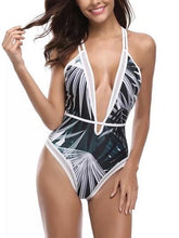 Load image into Gallery viewer, Leaf Print One Piece Beach Swimsuit Swimwear Bathing Monokini Push Up Padded Bikini -2