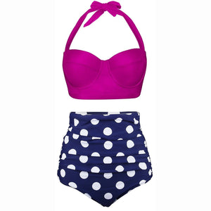 Polka Dot Sexy Women High Waist Bottom Bikini Swimwear Bikini Set