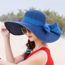 Load image into Gallery viewer, Large Brim Solid Color Floppy Hat Sun Hat Beach Women Hat Foldable Summer UV Protect Travel Casual Hat Female