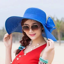 Load image into Gallery viewer, Large Brim Solid Color Floppy Hat Sun Hat Beach Women Hat Foldable Summer UV Protect Travel Casual Hat Female