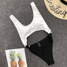 Load image into Gallery viewer, Black &amp; White sexy High Waist One Piece swimwear Monokini