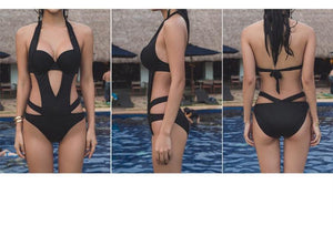 Plus Size Solid Color Black Sexy Special Designed One Piece Monokini