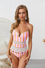 Load image into Gallery viewer, Bombom tassel hanging neck strap backless deep V one-piece swimming