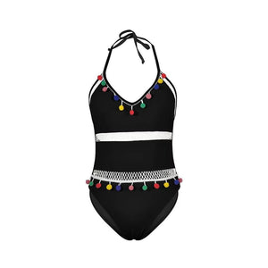 Hollow Bombom tassel hanging neck strap one-piece swimming