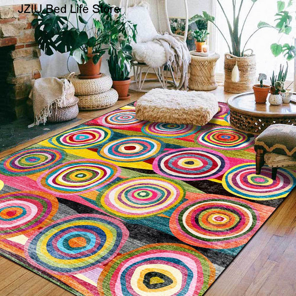 Indian Moroccan Floor Mats Ethnic Style Bedroom Bedside Children Playing with Non-slip Carpet Living Room Rugs alfombra tapis