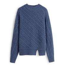Load image into Gallery viewer, Knitted Sweater Women Long-Sleeves Pullover Loose Twist Thickening Ladies Top Solid Color Round Neck Pull Oversize Femme