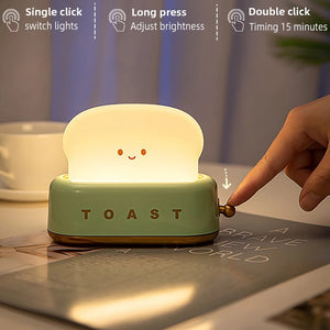 LED Bread Maker Night Light USB Charging Dimming Toast Lamp Bedroom Children Timing Sleeping Lamps Fun Switch Mood Light