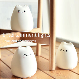 LED Night Lamp Touch Sensor Cat Silicone Animal Light  Colorful Child Holiday Gift Sleepping Creative Bedroom Desktop Decor Lamp