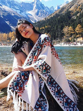 Load image into Gallery viewer, Autumn Tibetan Ethnic Tassel Split Thick Knit Shawl Cloak Scarf