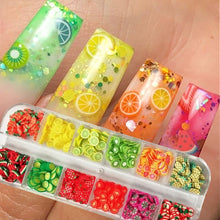 Load image into Gallery viewer, Mixed 3D Fruit Slices Sticker Polymer Clay DIY Designs Slice Lemon Nail Art Sliders Nails Art Decors Women Nail Tips Manicure