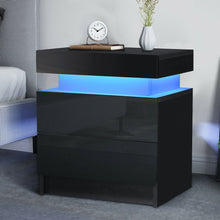 Load image into Gallery viewer, Modern Luxury LED Light Nightstand w/2 Drawers Organizer Storage Cabinet Bedside Table Bedroom Furniture for Night 20 Colors