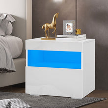 Load image into Gallery viewer, Modern Luxury LED Light Nightstand w/2 Drawers Organizer Storage Cabinet Bedside Table Bedroom Furniture for Night 20 Colors