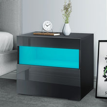 Load image into Gallery viewer, Modern Luxury LED Light Nightstand w/2 Drawers Organizer Storage Cabinet Bedside Table Bedroom Furniture for Night 20 Colors