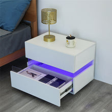 Load image into Gallery viewer, Modern Luxury LED Light Nightstand w/2 Drawers Organizer Storage Cabinet Bedside Table Bedroom Furniture for Night 20 Colors