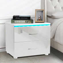 Load image into Gallery viewer, Modern Luxury LED Light Nightstand w/2 Drawers Organizer Storage Cabinet Bedside Table Bedroom Furniture for Night 20 Colors