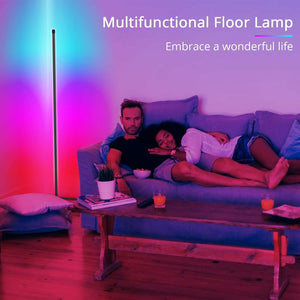 Modern RGB LED Floor Lamps Indoor Lighting Atmosphere Bluetooth Remote Control Standing Light Bedroom Bedside Dining Room Decor