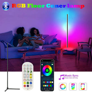 Modern RGB LED Floor Lamps Indoor Lighting Atmosphere Bluetooth Remote Control Standing Light Bedroom Bedside Dining Room Decor