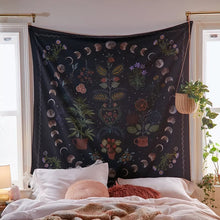 Load image into Gallery viewer, Moon Phase Tapestry Wall Hanging Botanical Celestial Floral Wall Tapestry Hippie Flower Wall Carpets Dorm Decor Starry SkyCarpet