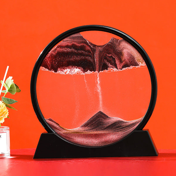 Moving Sand Art Picture Round Glass 3D Hourglass Deep Sea Sandscape In Motion Display Flowing Sand Frame 7/12inch For home Decor