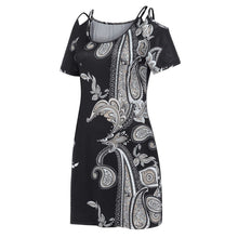 Load image into Gallery viewer, New Fashion Womens Short Sleeve Print Strapless Shoulder Mini Dress