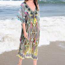 Load image into Gallery viewer, New Printed Bikini Cover Up Women  Summer Beach Tunic Dress Beachwear