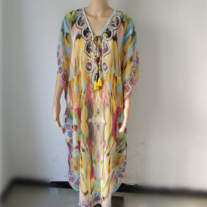 New Printed Bikini Cover Up Women  Summer Beach Tunic Dress Beachwear