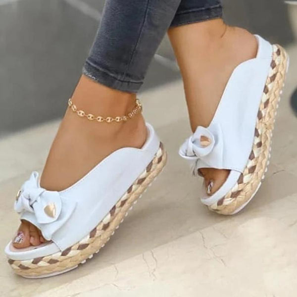 New Summer Womens Sandals Color Bow-Knot Casual Women Slippers Platform Female Slides Slip-On Outdoor New Female Footwear 2022