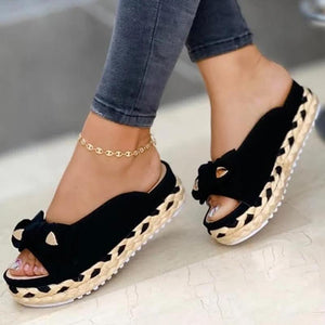 New Summer Womens Sandals Color Bow-Knot Casual Women Slippers Platform Female Slides Slip-On Outdoor New Female Footwear 2022