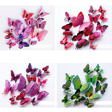 Load image into Gallery viewer, New style 12Pcs Double layer 3D Butterfly Wall Sticker on the wall Home Decor Butterflies for decoration Magnet Fridge stickers