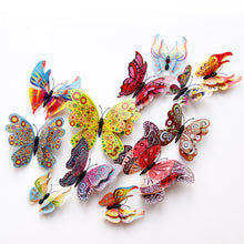 Load image into Gallery viewer, New style 12Pcs Double layer 3D Butterfly Wall Sticker on the wall Home Decor Butterflies for decoration Magnet Fridge stickers