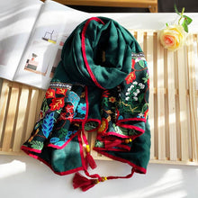 Load image into Gallery viewer, Ethnic style shawl scarf female cotton retro embroidered silk scarf spring and autumn versatile embroidered scarf