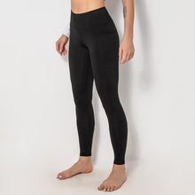 Load image into Gallery viewer, Spliced pocket size double-sided nylon high elastic sports high waist hip tight yoga pants women.