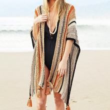 Load image into Gallery viewer, Openwork sunscreen fringed beach blouse