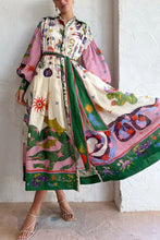 Load image into Gallery viewer, New Retro French Palace Style Pleated Super Pendulum Printed Long Sleeve Loose Dress