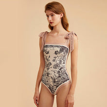 Load image into Gallery viewer, Double fabric vintage print swimsuit one-piece swimsuit women