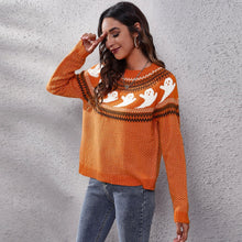 Load image into Gallery viewer, Halloween Ghost Vintage Polka Dot Long Sleeve Knitted Sweater Women&#39;s Loose Wear