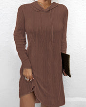 Load image into Gallery viewer, Autumn New Solid Color Long Sleeve Hooded Pullover Knit Dress