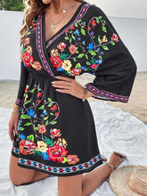 Load image into Gallery viewer, Bohemian Vintage Ethnic Style Heavy Industry Printing Temperament Slim Waist Short Holiday Dress
